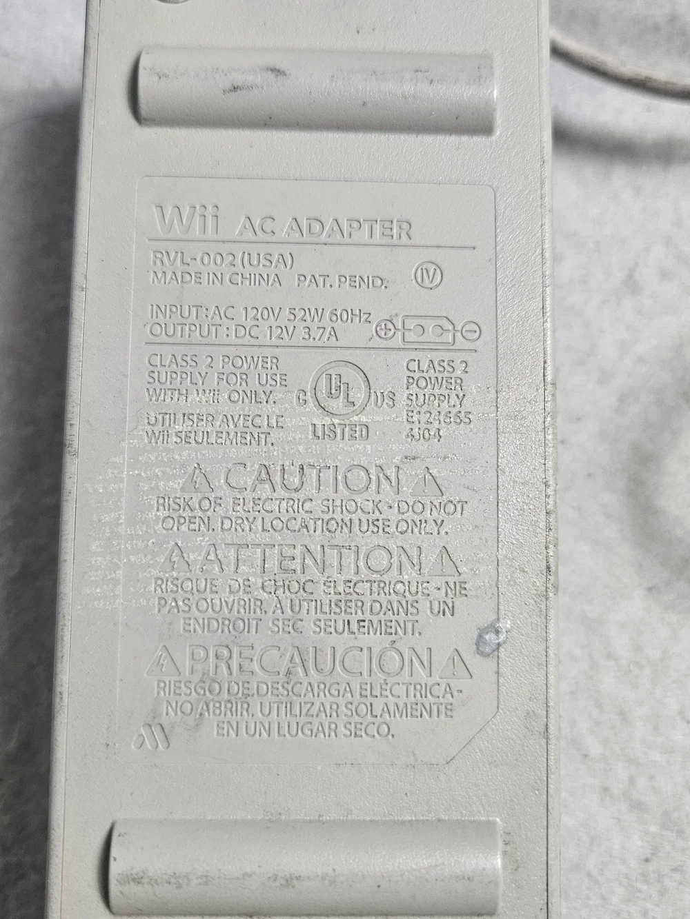 Nintendo Wii OEM Original RVL-002 Power Adapter Cord Brick